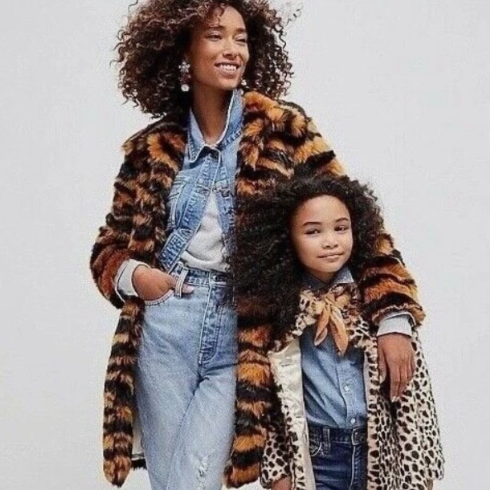 J. Crew Faux Fur Tiger Jacket Orange Black Size Small - Picture 7 of 7